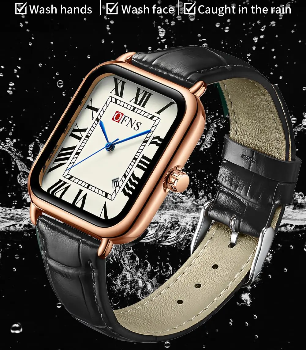 MASTOP Men's Leather Strap Watch Square Quartz Analog 38mm | Vintage Business Casual (70-120 chars) - view 4