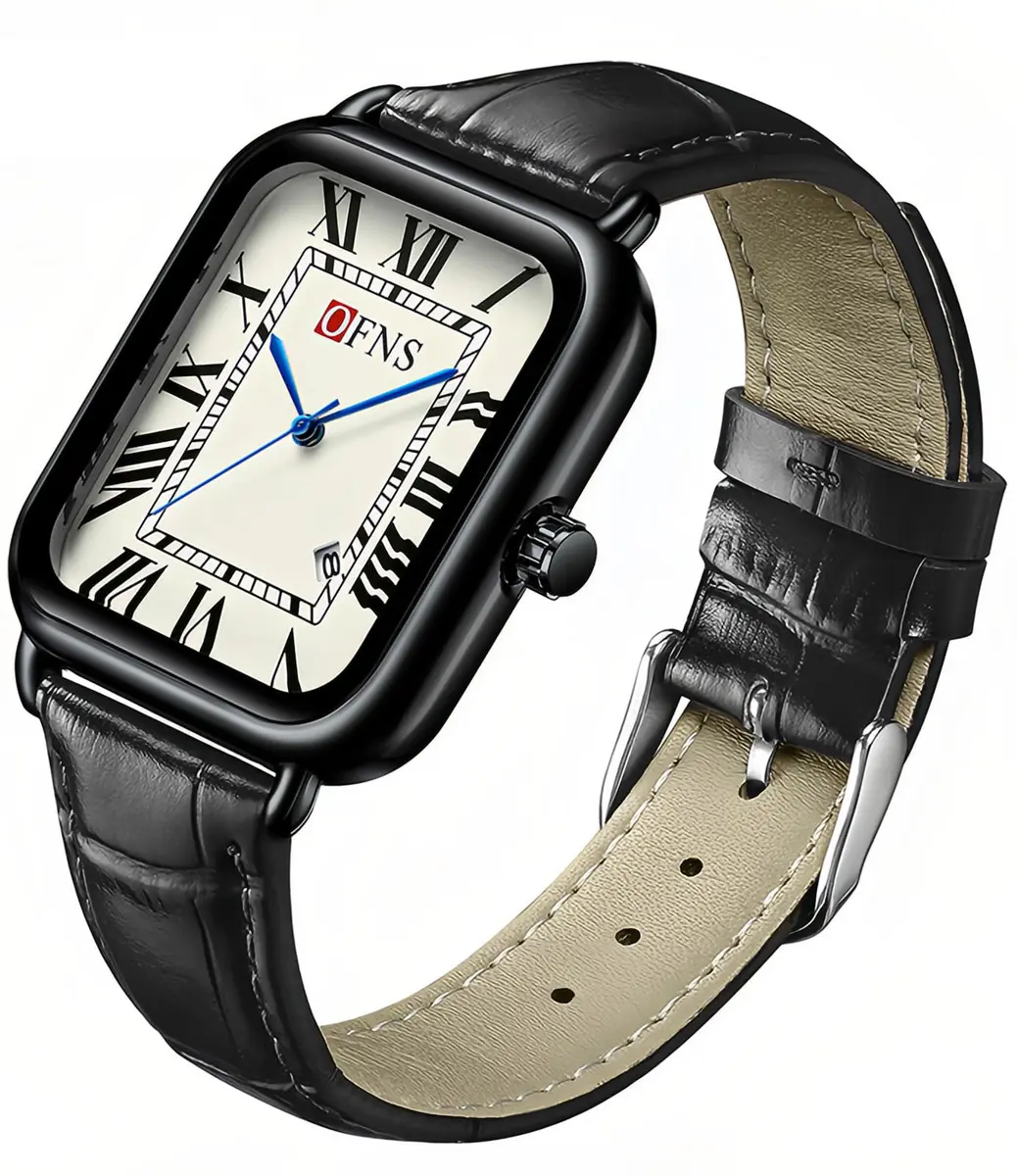 MASTOP Men's and Women's Watch Retro Square Quartz Analog Rubber Watch 38mm | Vintage Business Casual - main product image