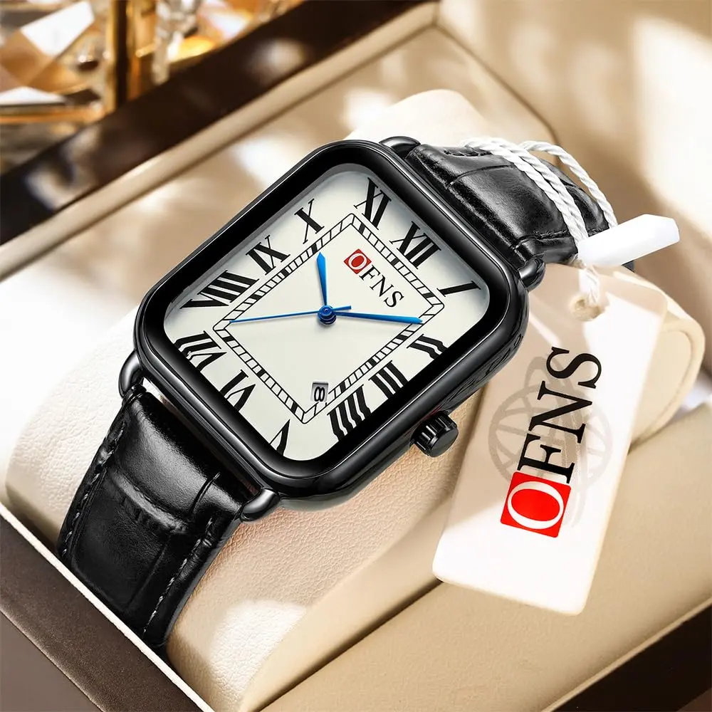 MASTOP Men's and Women's Watch Retro Square Quartz Analog Rubber Watch 38mm | Vintage Business Casual - view 2