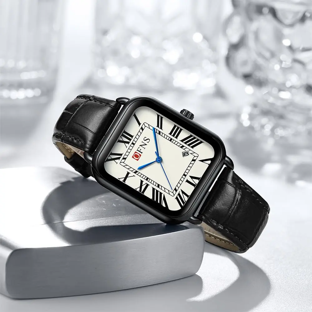 MASTOP Men's and Women's Watch Retro Square Quartz Analog Rubber Watch 38mm | Vintage Business Casual - view 4