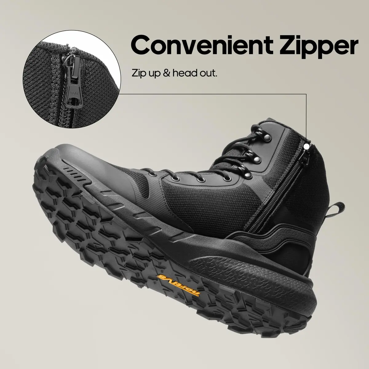 NORTIV 8 Men's Military Tactical Boot with Side Zipper, Lightweight, Black-Oxford, US 9 (25.4 cm) - view 5