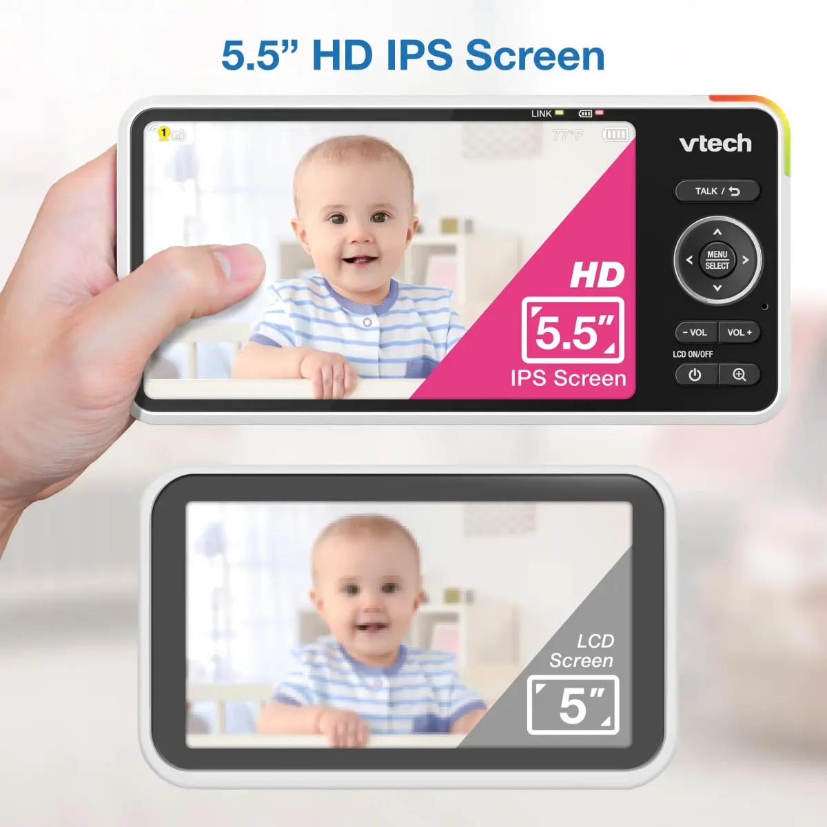 VTech Smart WiFi Baby Monitor – 2K Camera, 5.5" Screen, 24X Zoom, Night Vision | Nursery & Home Security - view 5