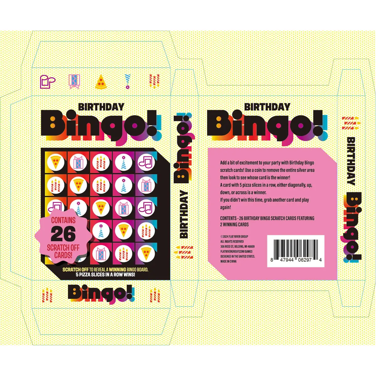 Flat River Group Bingo Scratch Card Game Birthday | Entertaining Party Activity with 26 Themed Cards - view 7