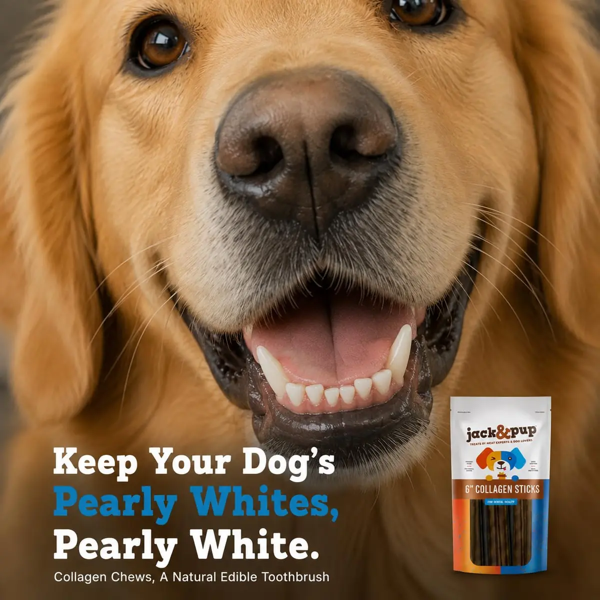 Jack&Pup Collagen Sticks for Dogs 4 Pack | Rawhide-Free, Long Lasting 6 inch Chews - view 5