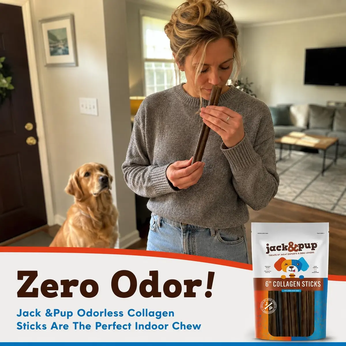 Jack&Pup Collagen Sticks for Dogs 4 Pack | Rawhide-Free, Long Lasting 6 inch Chews - view 3