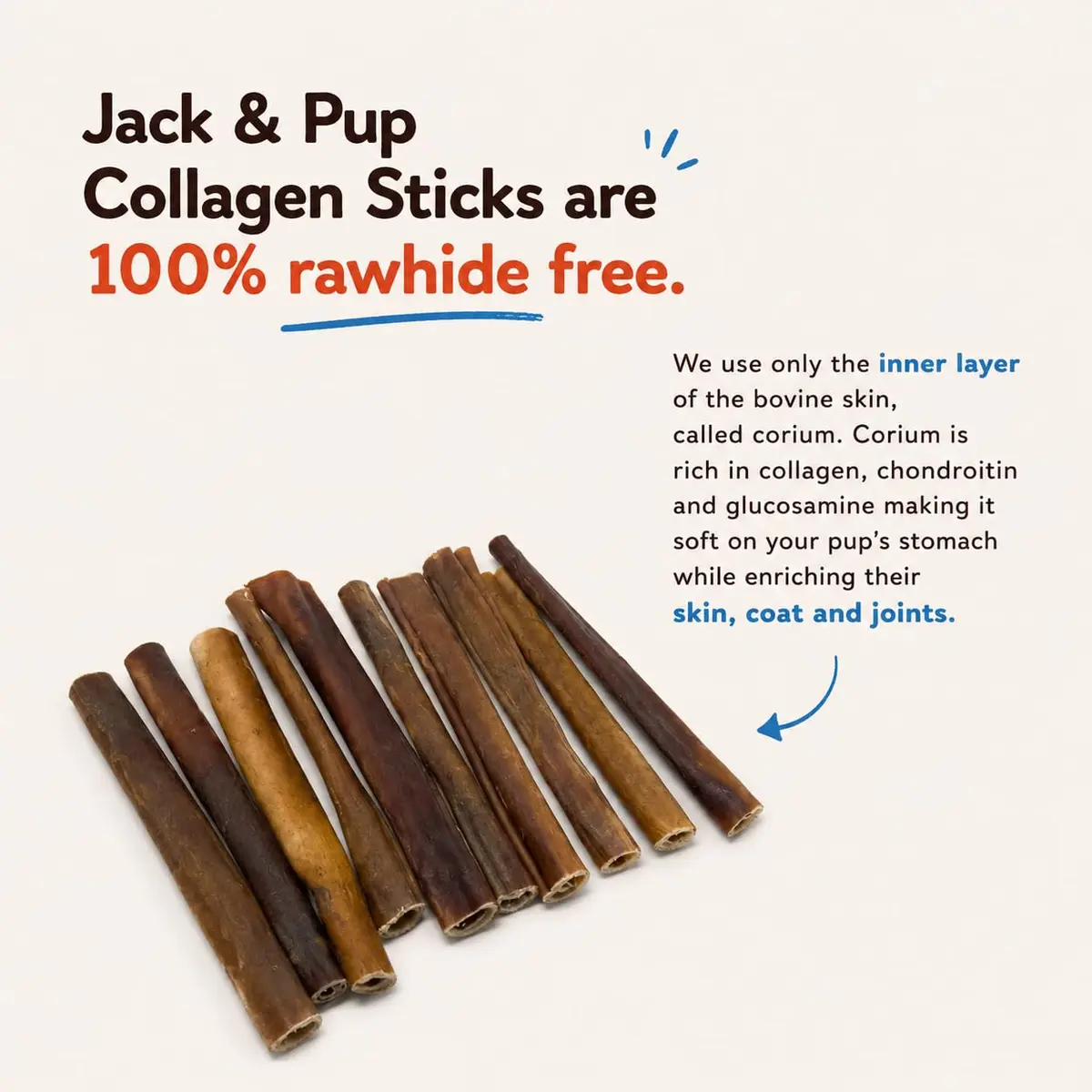 Jack&Pup Collagen Sticks for Dogs 4 Pack | Rawhide-Free, Long Lasting 6 inch Chews - view 4