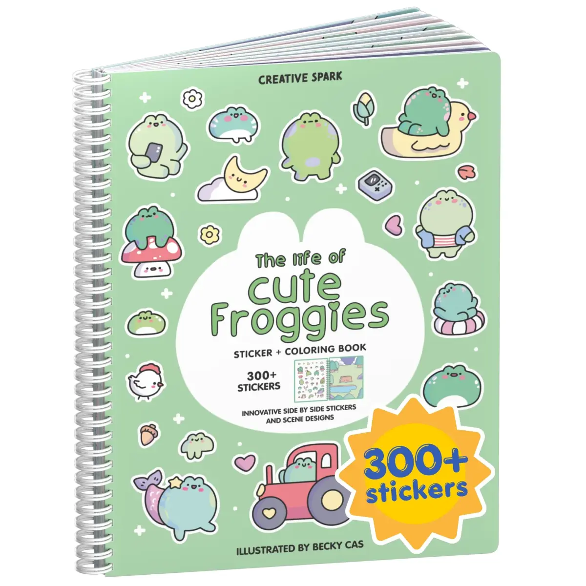 CUPKIN Cute Frogs 300+ Sticker Book | 25cm x 19cm (9.75" x 7.5") - main product image