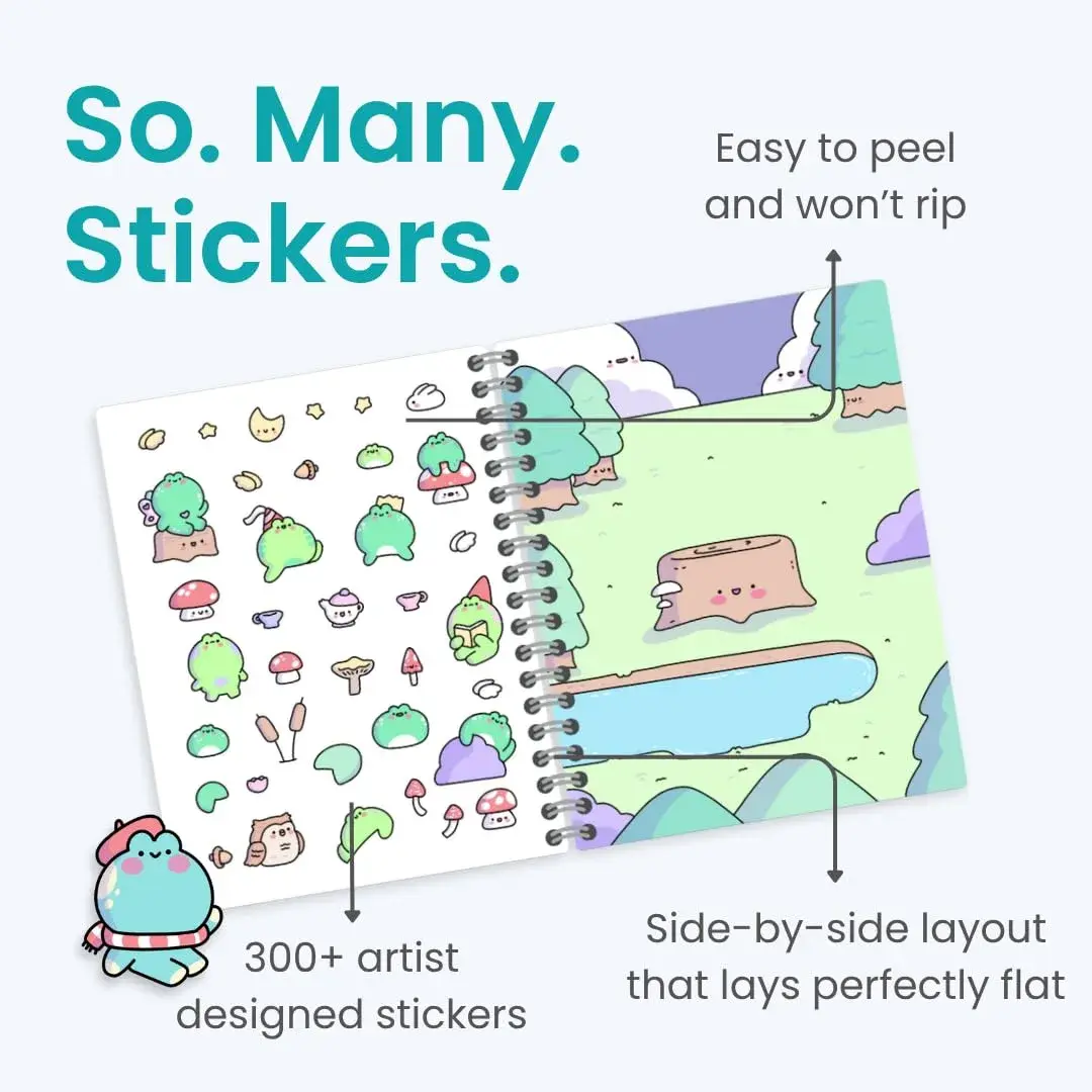 CUPKIN Cute Frogs 300+ Sticker Book | 25cm x 19cm (9.75" x 7.5") - view 3