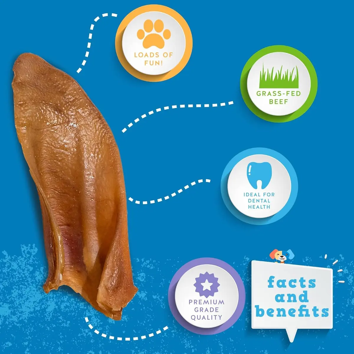 Jack&Pup Natural Half Pig Ears for Dogs 5 Pack | Premium, Fully Digestible, Odor-Free Dog Chew Treats (7 Inches) - view 2