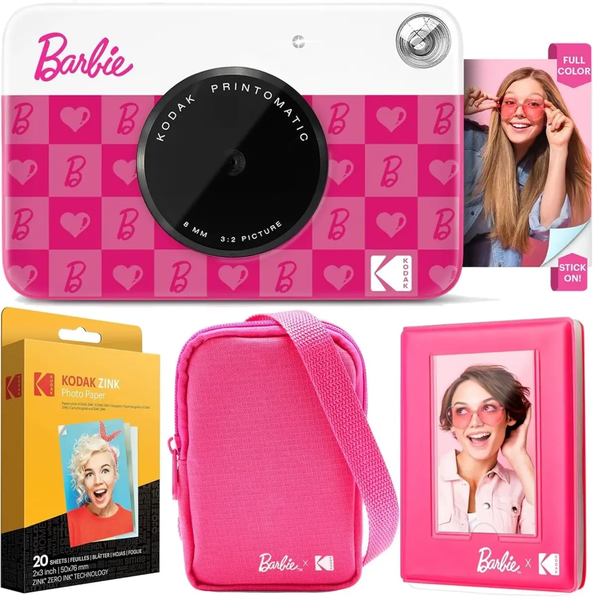 Kodak Barbie Printomatic Instant Camera Deluxe Bundle with Case, Album & Zink Paper | 5MP, Auto-Focus, Built-in Flash, 2x3" Sticky Prints - main product image