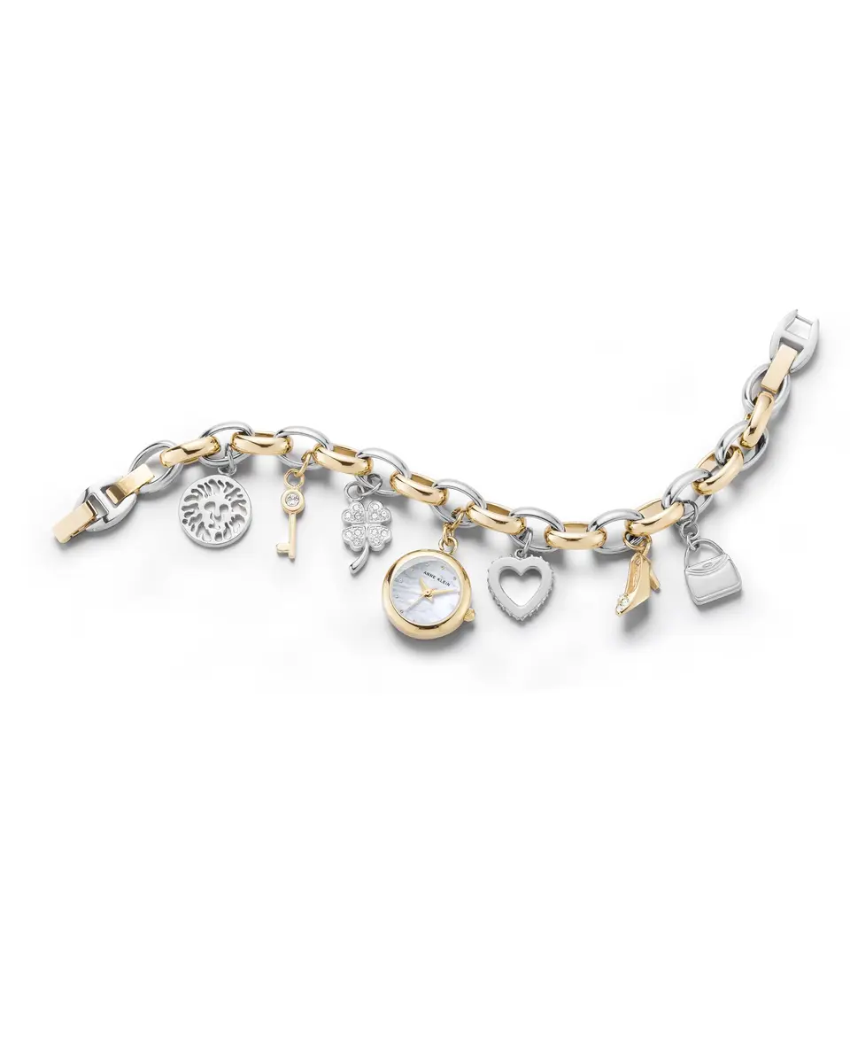 Anne Klein Women's Premium Crystal Accented Charm Bracelet Watch 20mm | Japanese Quartz Movement - main product image