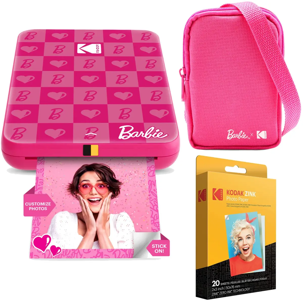 Kodak x Barbie Step Slim Wireless Instant Photo Printer Bundle with Case & Paper | 5MP Camera, Bluetooth, 2x3" Sticky Prints - main product image