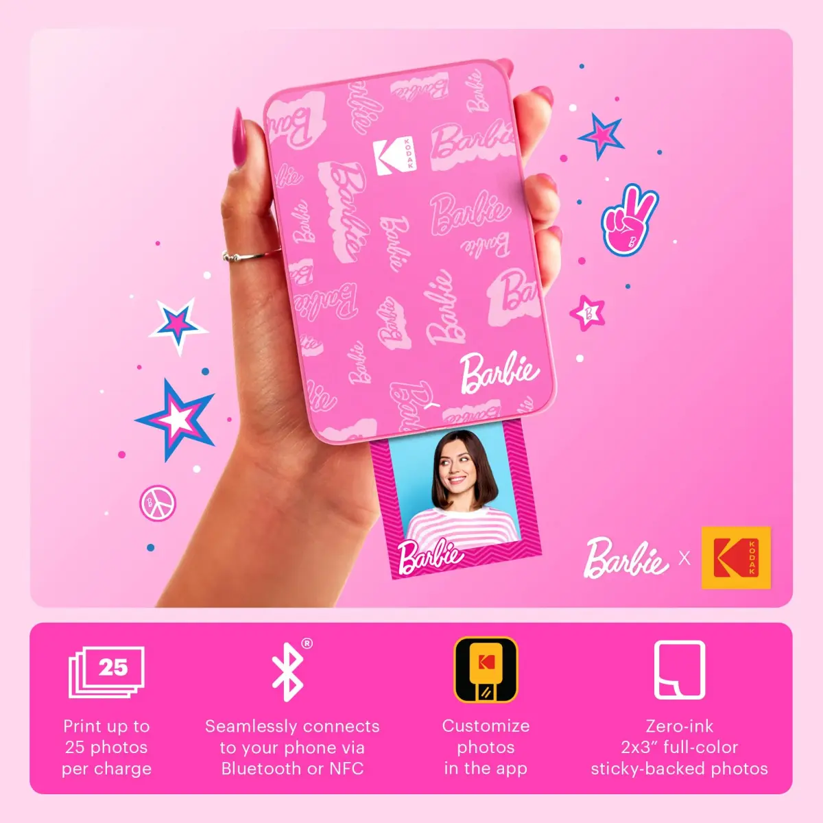Kodak x Barbie Step Slim Wireless Instant Photo Printer Barbie Starter Bundle with Camera Case & Zink Paper (20 Sheets) | 2x3" Prints - view 2