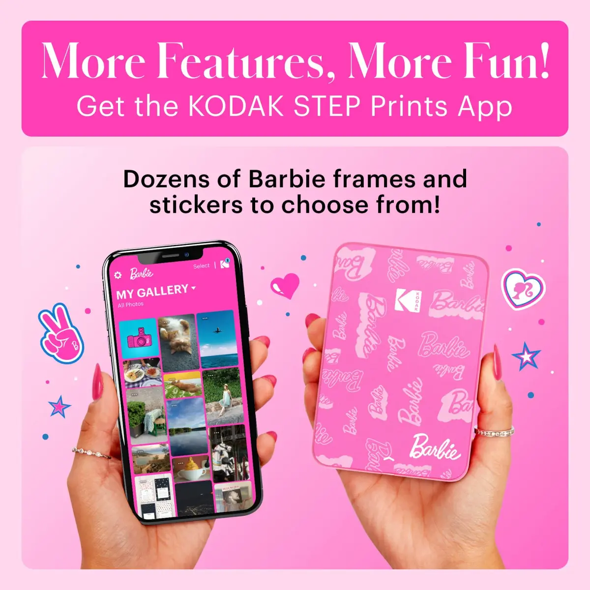 Kodak x Barbie Step Slim Wireless Instant Photo Printer Barbie Starter Bundle with Camera Case & Zink Paper (20 Sheets) | 2x3" Prints - view 3