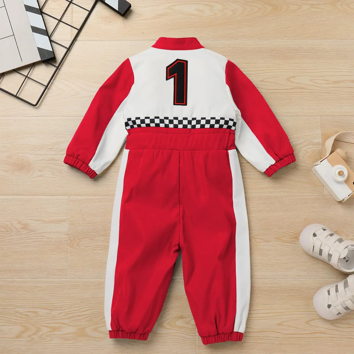 IDOPIP Red Race Car Driver Birthday Outfit 1-Piece Romper (9-12 Months) - view 3