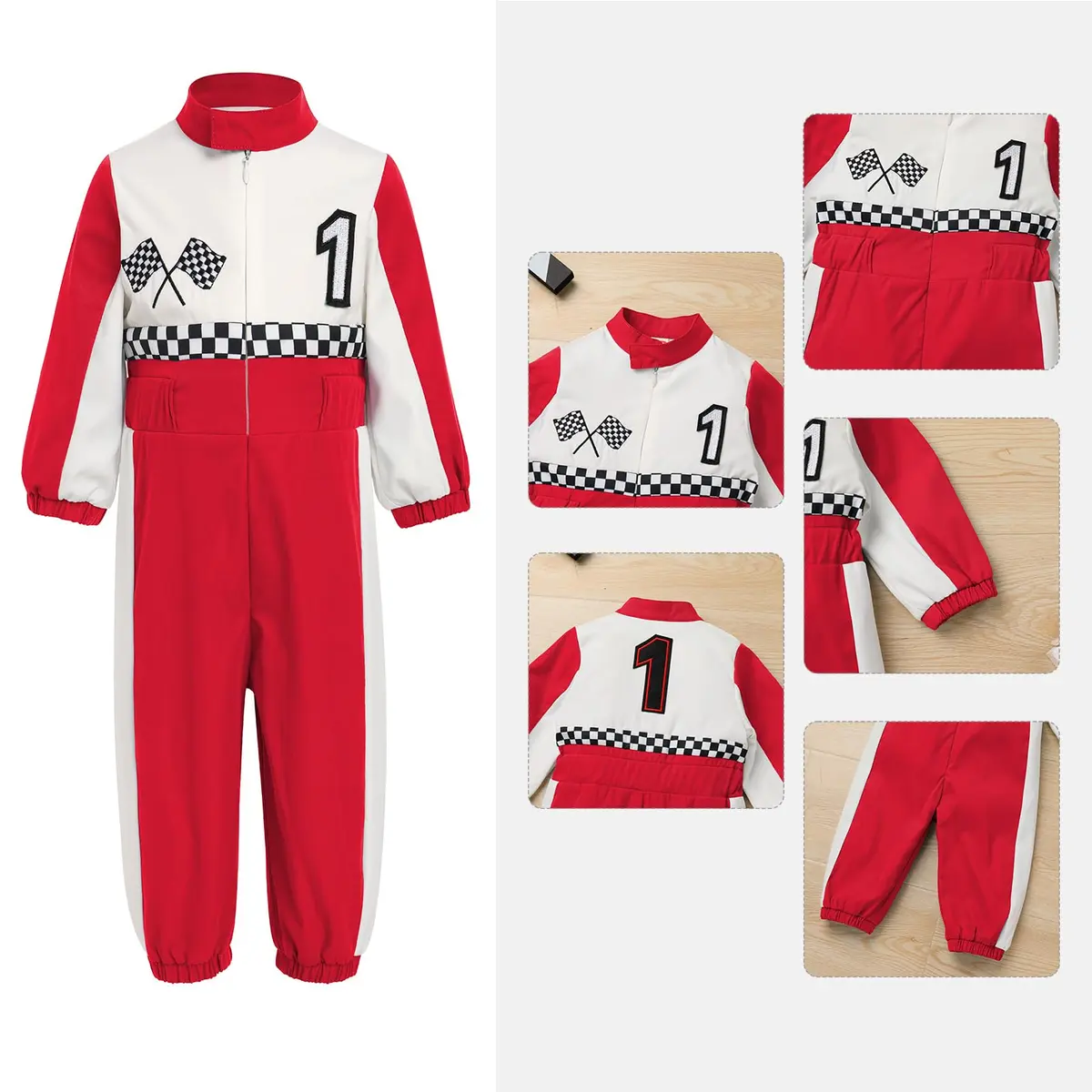 IDOPIP Red Race Car Driver Birthday Outfit 1-Piece Romper (9-12 Months) - view 4