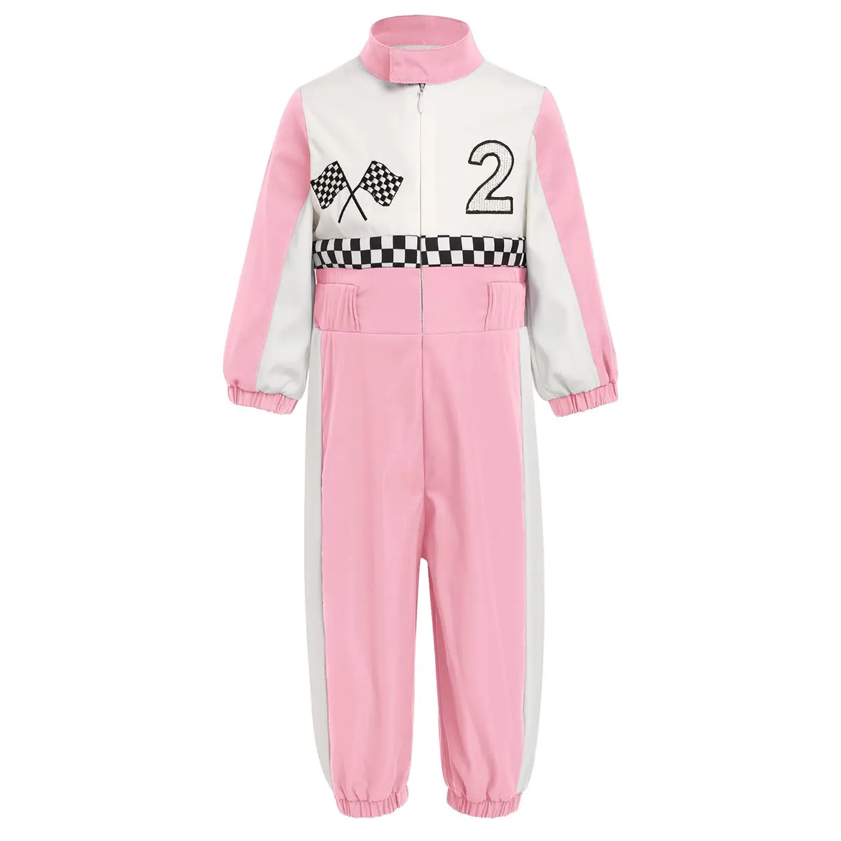 IDOPIP Baby Boys' Race Car Driver 1st 2nd Birthday Outfit Pink 2 Romper 18-24 Months | Unisex Toddler Racer Jumpsuit for Cake Smash Photoshoot - main product image