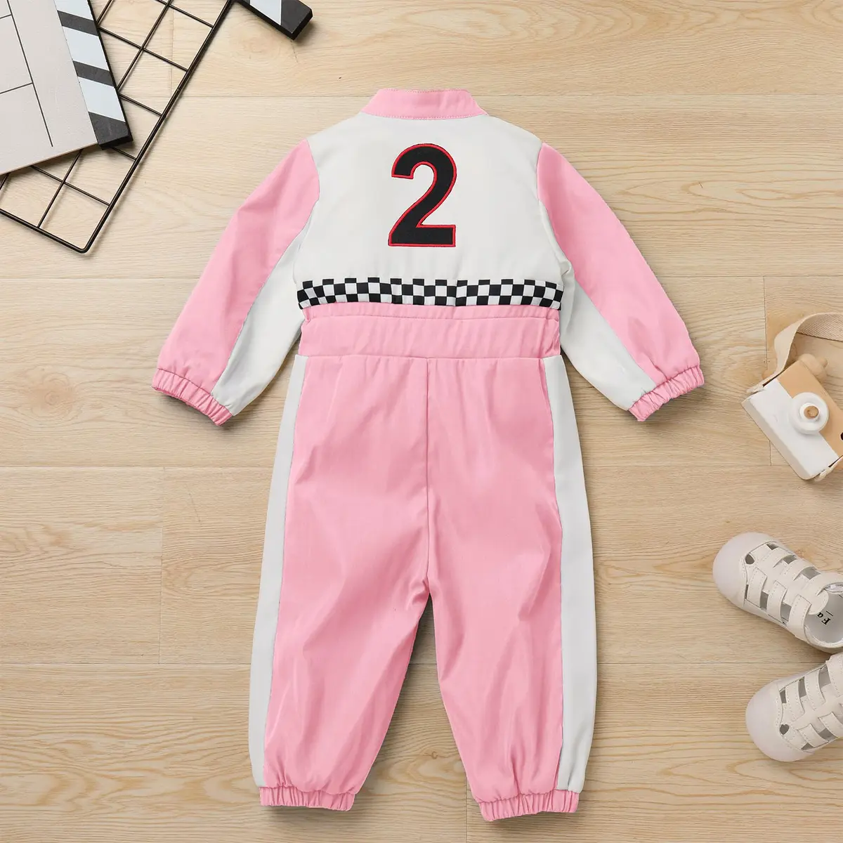 IDOPIP Baby Boys' Race Car Driver 1st 2nd Birthday Outfit Pink 2 Romper 18-24 Months | Unisex Toddler Racer Jumpsuit for Cake Smash Photoshoot - view 3