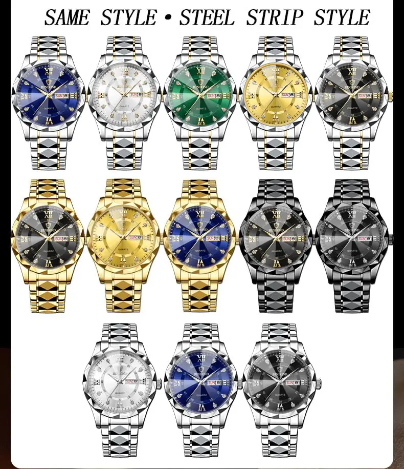 Gosasa Men's and Women's Business Diamond Watch 43mm | Waterproof Quartz with Day-Date - view 7