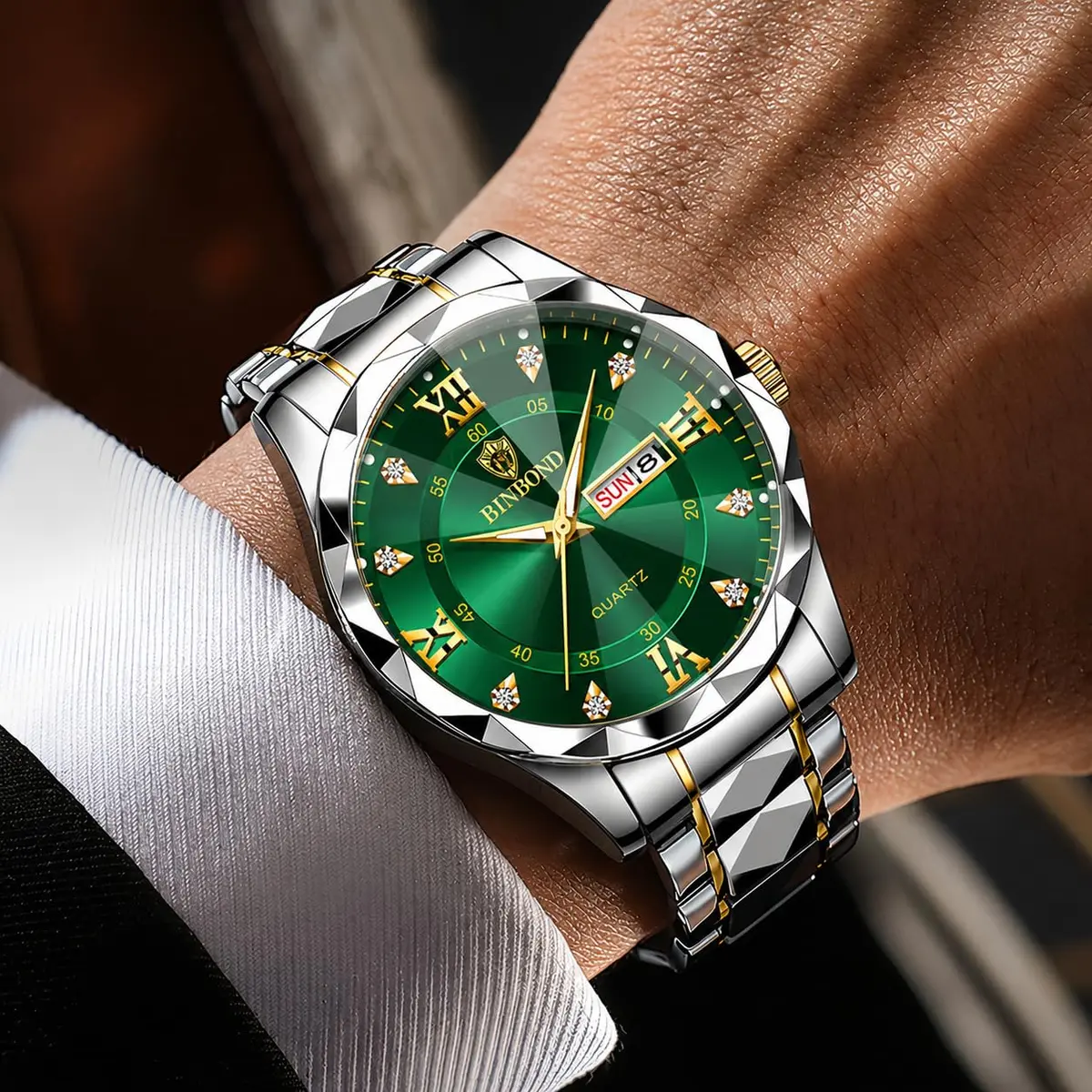 Gosasa Men's and Women's Business Diamond Watch 43mm | Waterproof Quartz with Day-Date - view 2