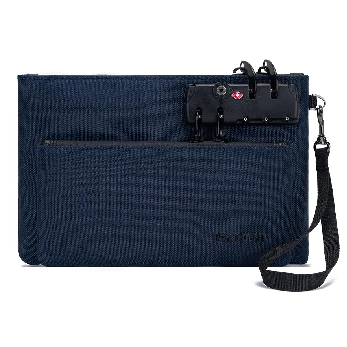 BARDOLPH Lockable Money Bag with Zipper and 3-Digit Code Lock, Double Layer Nylon Bank Bag for Cash, Valuables & Documents (Blue, Small) - main product image