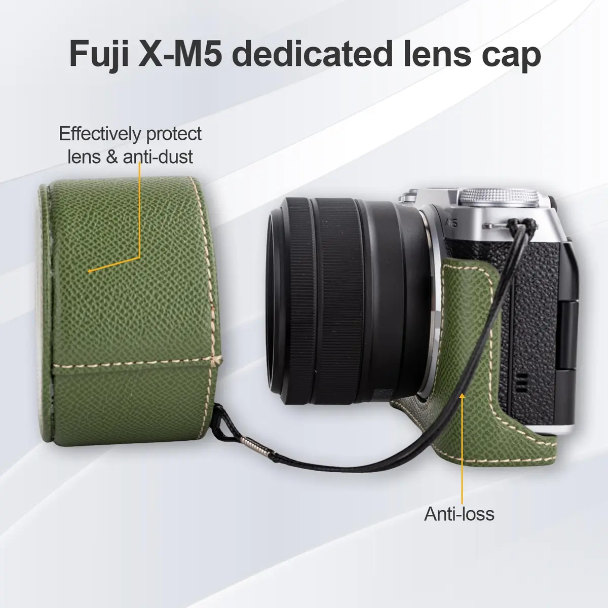 VOVMOEYA Camera Half Case for Fuji XM5 | Premium Leather Cover with Shoulder Strap (70-120 chars) - view 6