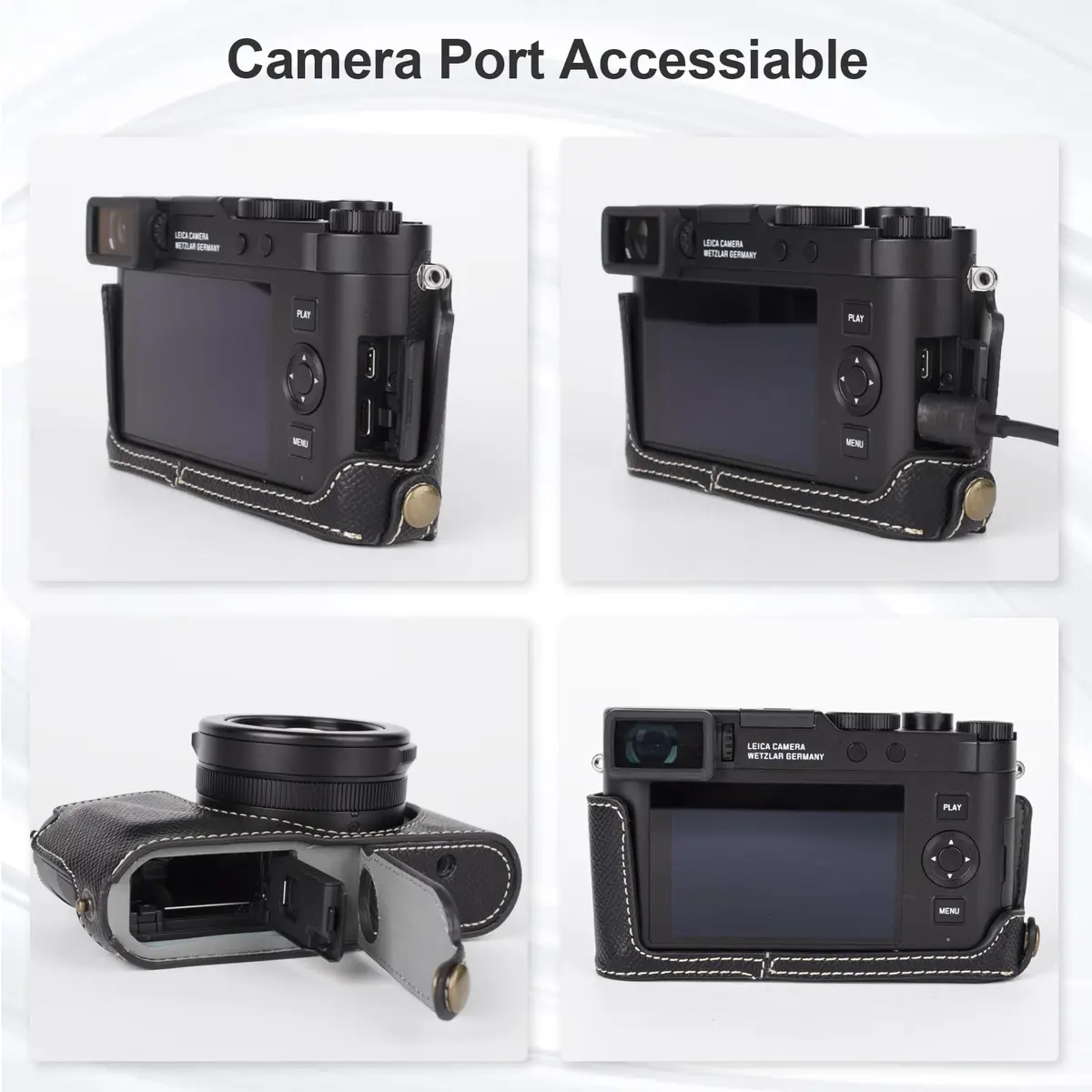 VOVMOEYA Black Camera Half Case Kit with Lens Cap & Shoulder Strap for Leica D-LUX8 | Protective PU Leather - view 4