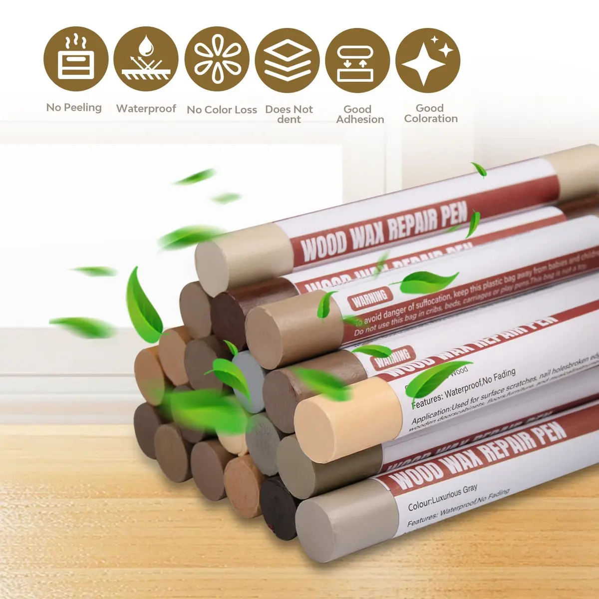 Uxney Wood Filler Sticks 20 Colors | Furniture Touch Up for Scratches & Holes (≤120c) - view 5
