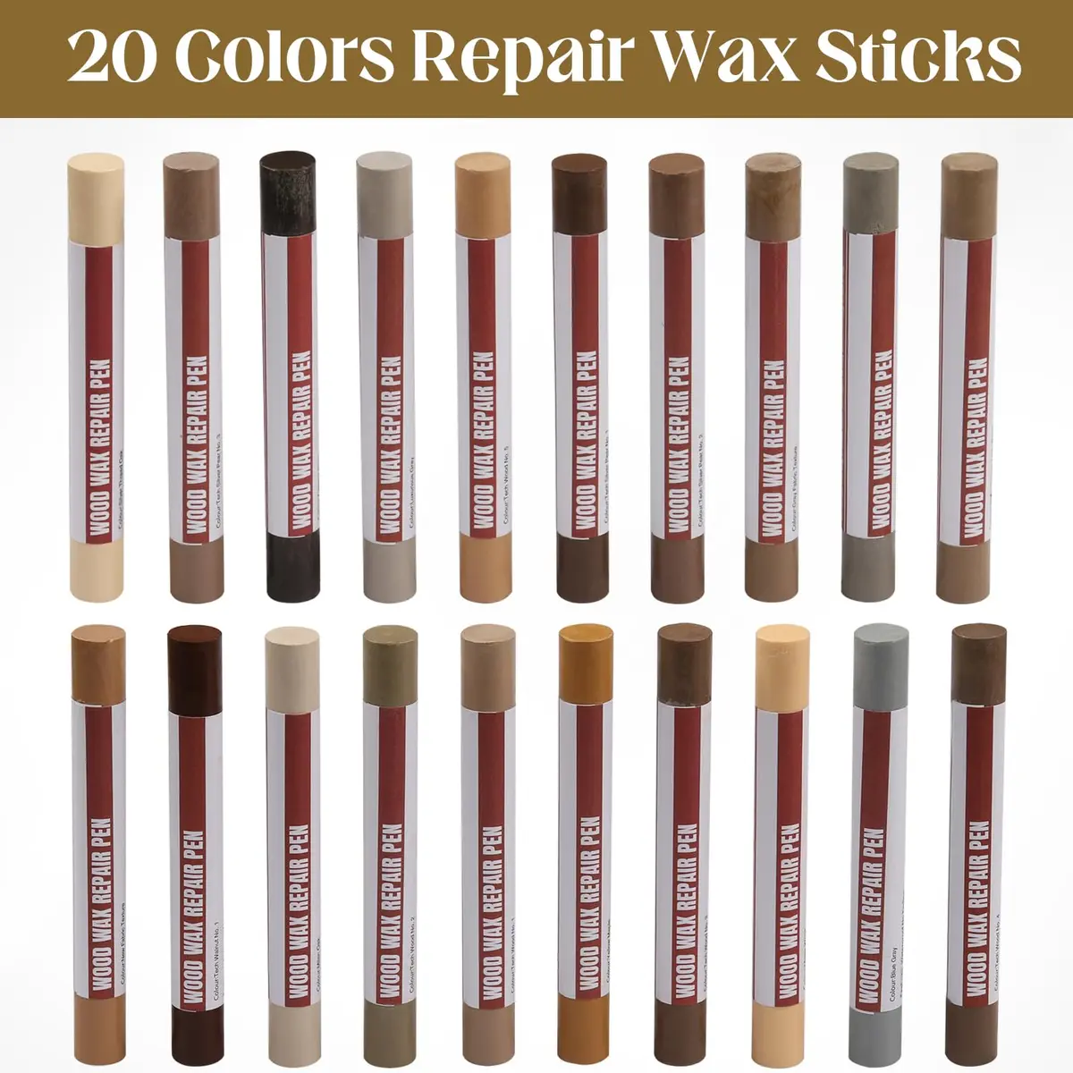 Uxney Wood Filler Sticks 20 Colors | Furniture Touch Up for Scratches & Holes (≤120c) - view 3