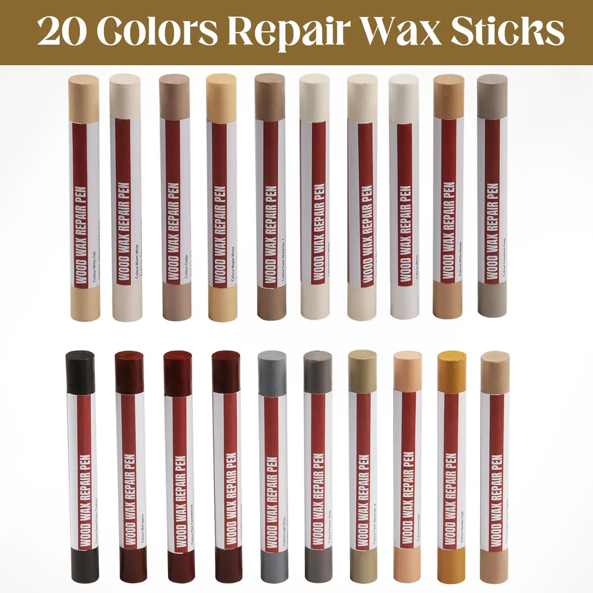 Uxney Wood Filler Sticks, 20 Colors Wood Repair Wax Crayons for Furniture, Floors, Cabinets, and More | Easy Touch-Up Kit - view 3