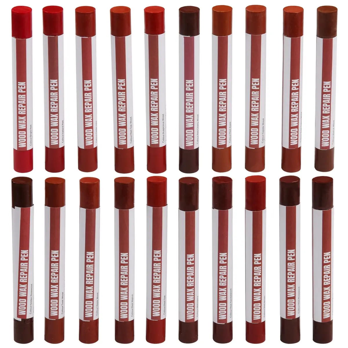 Uxney Wood Filler Sticks, 20 Colors Wood Repair Wax Crayons (Red Series) | Easy Furniture Touch-Up for Scratches & Cracks - main product image