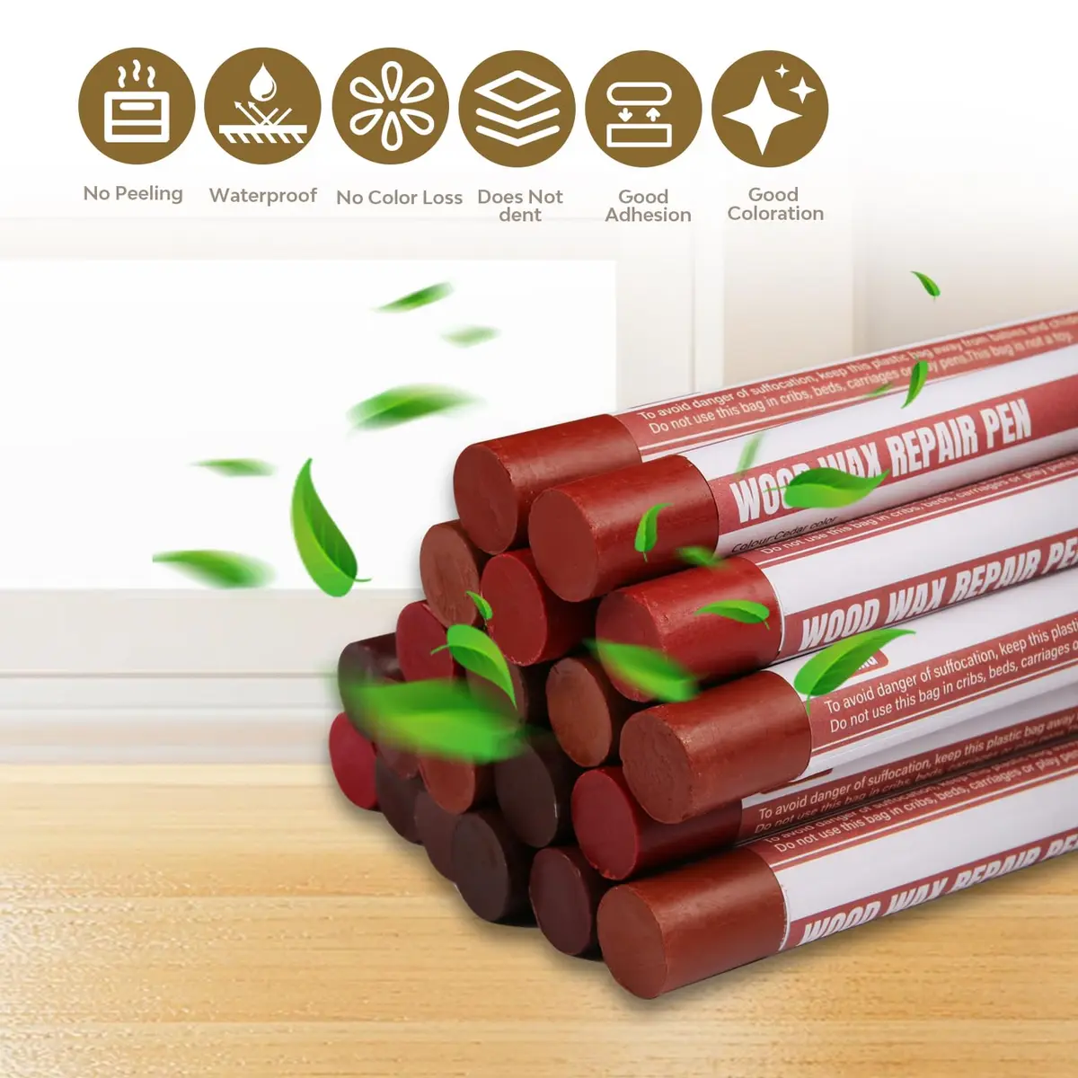 Uxney Wood Filler Sticks, 20 Colors Wood Repair Wax Crayons (Red Series) | Easy Furniture Touch-Up for Scratches & Cracks - view 5