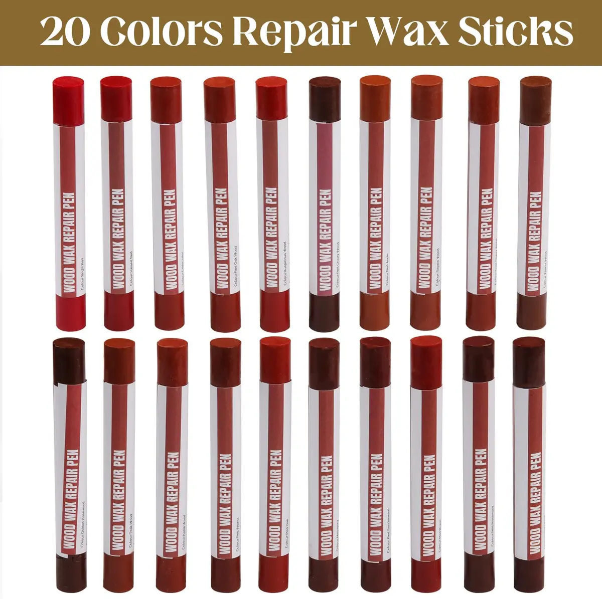 Uxney Wood Filler Sticks, 20 Colors Wood Repair Wax Crayons (Red Series) | Easy Furniture Touch-Up for Scratches & Cracks - view 3