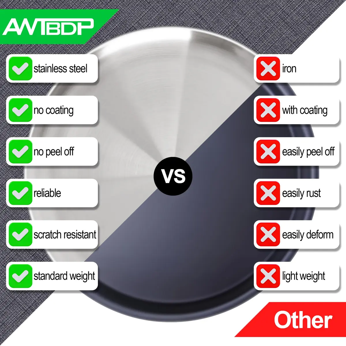 AWTBDP 13½ Inch Stainless Steel Pizza Pan for Oven | Nonstick, Durable & Healthy (70-120 chars) - view 4