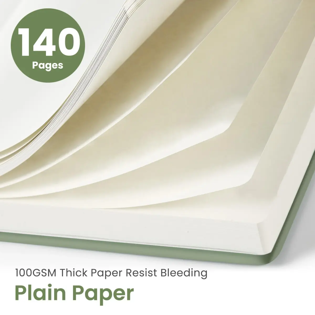 Taja Blank Spiral Journal Notebook A5 (5.7" x 7.9") – Green | Acid-Free Paper for Creative Writing & Sketching - view 2