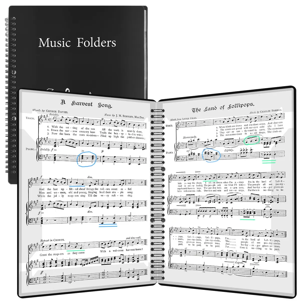 RNSXYAT Sheet Music Folder, 8.5x11 Inches | Durable Double-Sided Organizer for Musicians - main product image