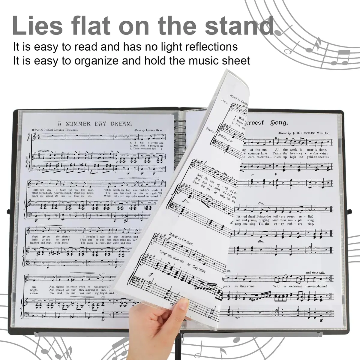 RNSXYAT Sheet Music Folder, 8.5x11 Inches | Durable Double-Sided Organizer for Musicians - view 6