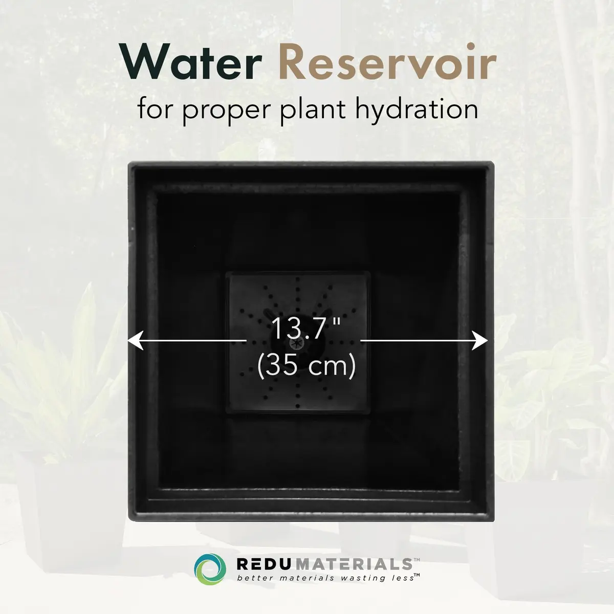 Tierra Verde Self-Watering Square Planter 15" x 28" Black | Modern, Eco-Friendly Indoor & Outdoor Garden Container - view 5
