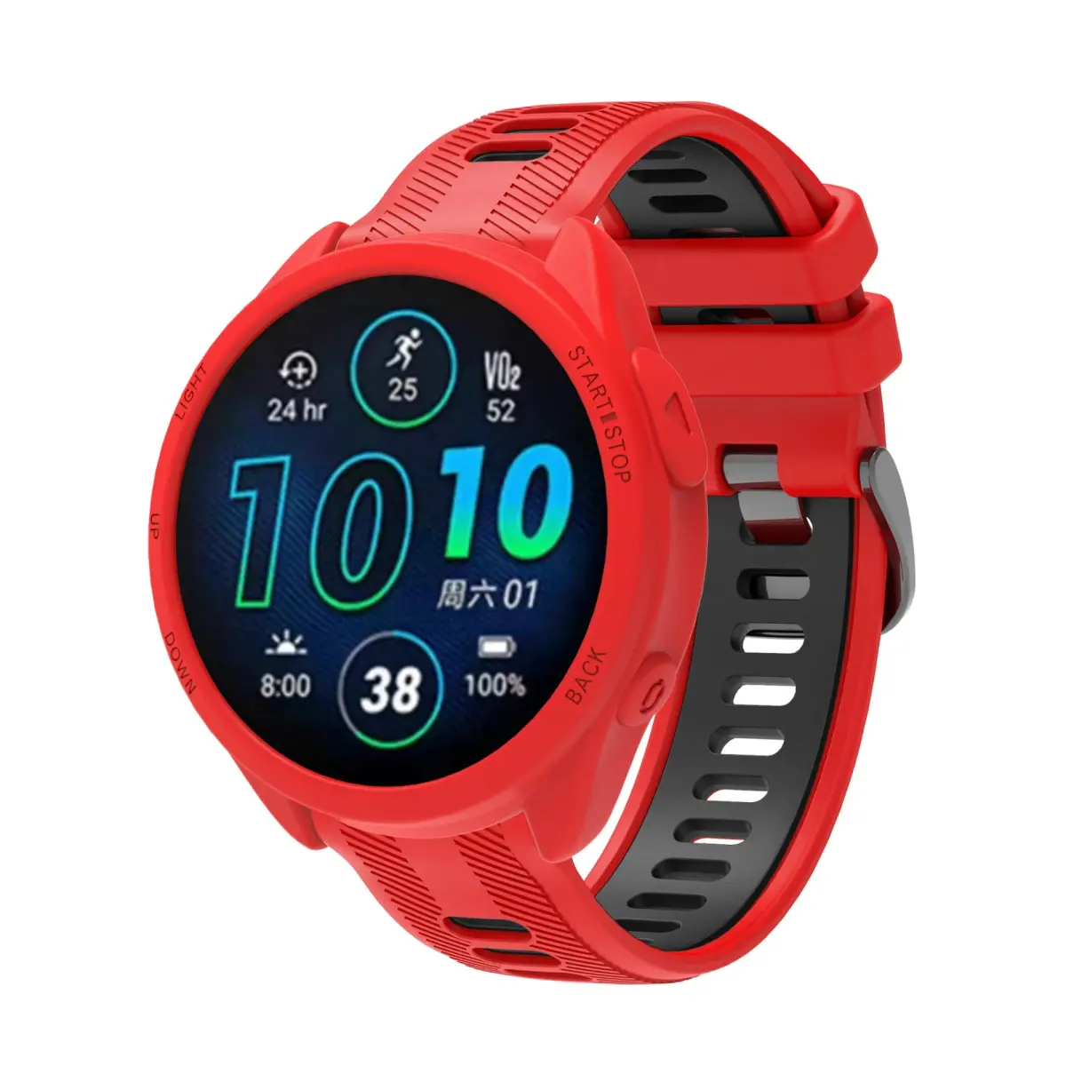 TenCloud Silicone Watch Case for Garmin Forerunner 965 | 3 Pack Black+Red+White - view 6