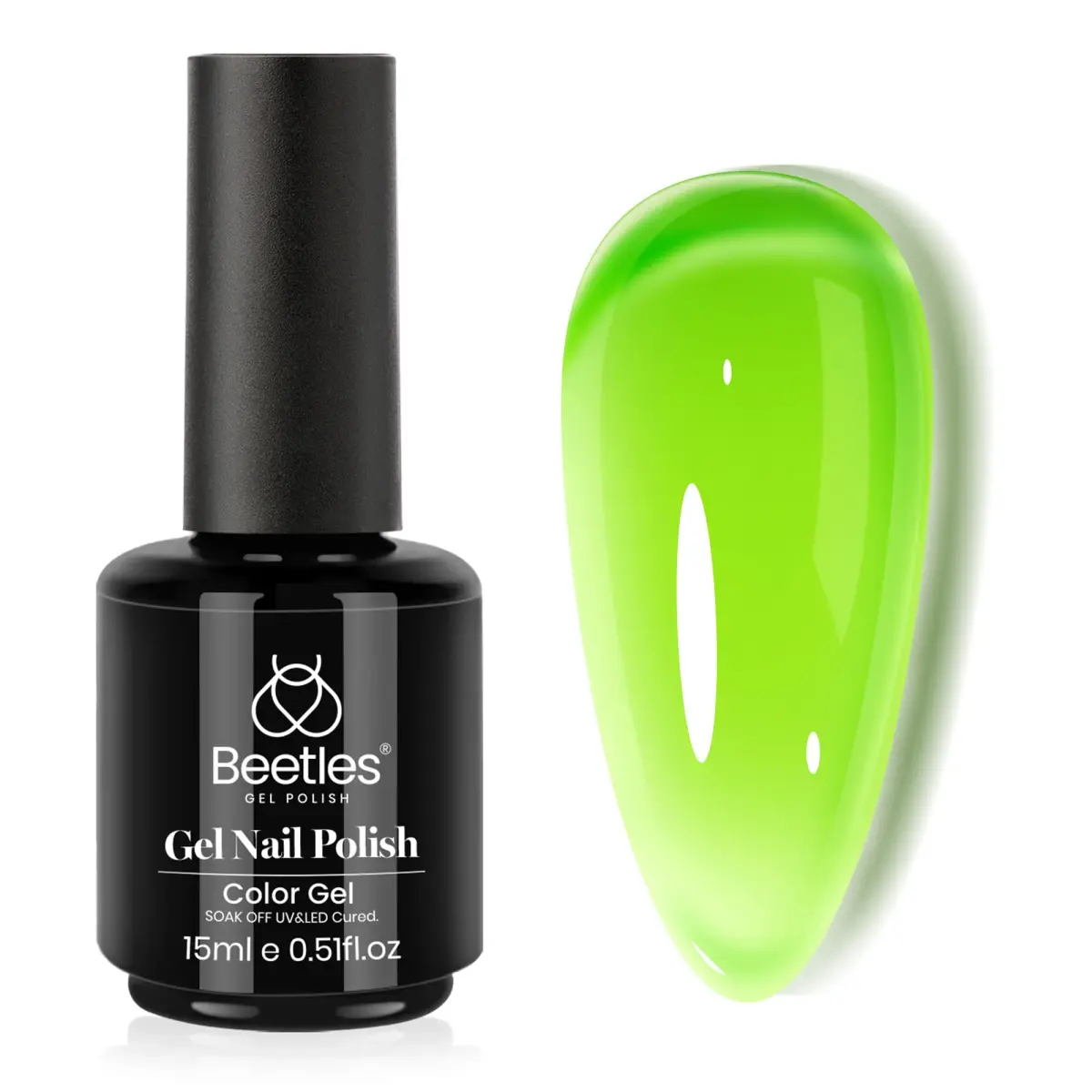 Beetles Gel Polish Green Jelly Gel Nail Polish 15ml (0.5 Fl Oz) | Long-Lasting, UV/LED Cure - main product image