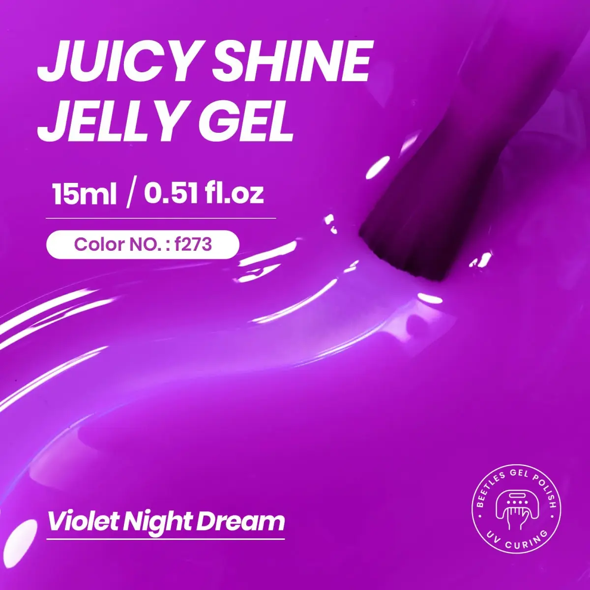 beetles Purple Jelly Gel Nail Polish, Violet Night Dream, 2x15ml (0.5 Fl Oz Each) | Sheer Translucent Effect - view 2