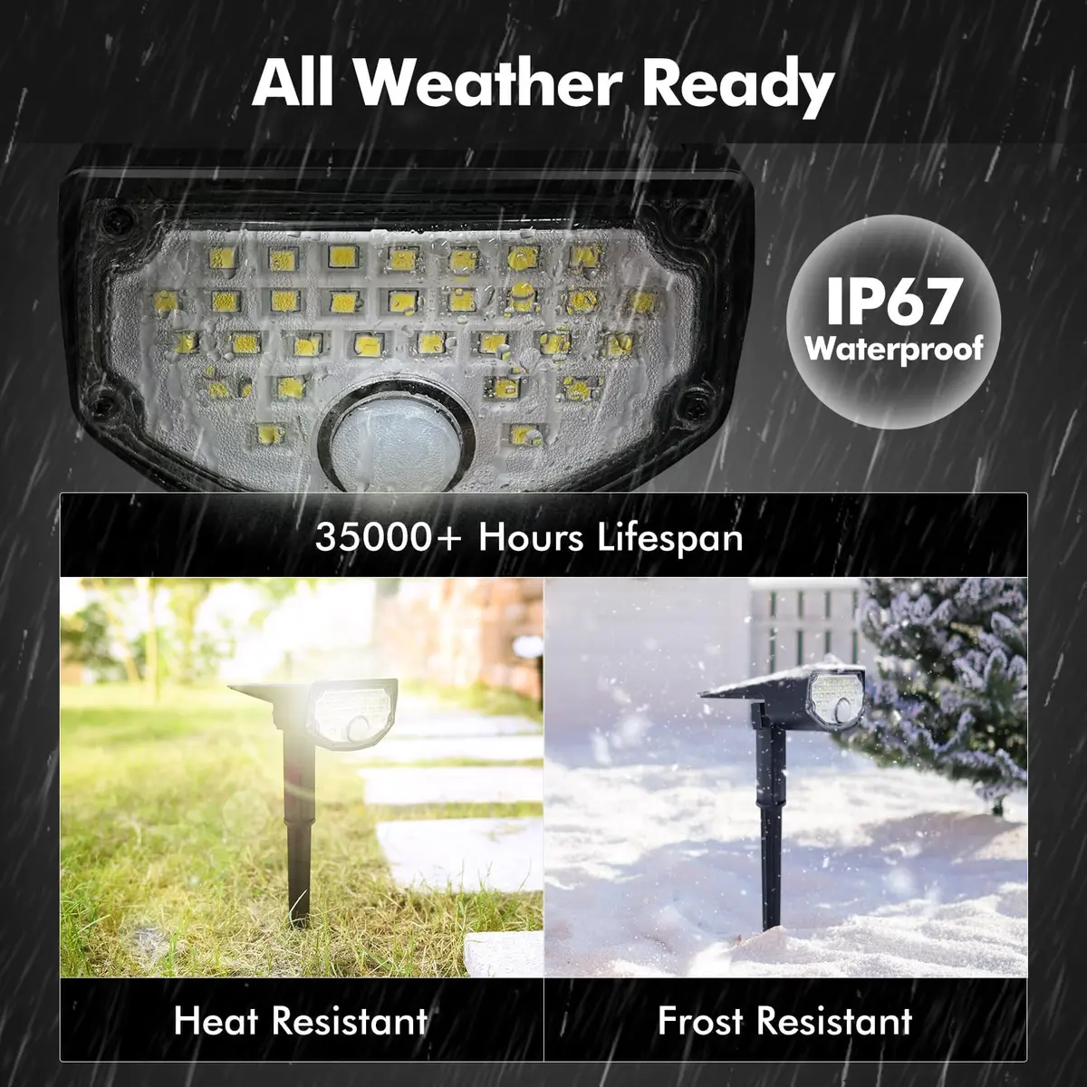 AloftSun Solar Motion Sensor Outdoor Lights | Waterproof 30 LED Spotlights for Yard & Garden - view 7