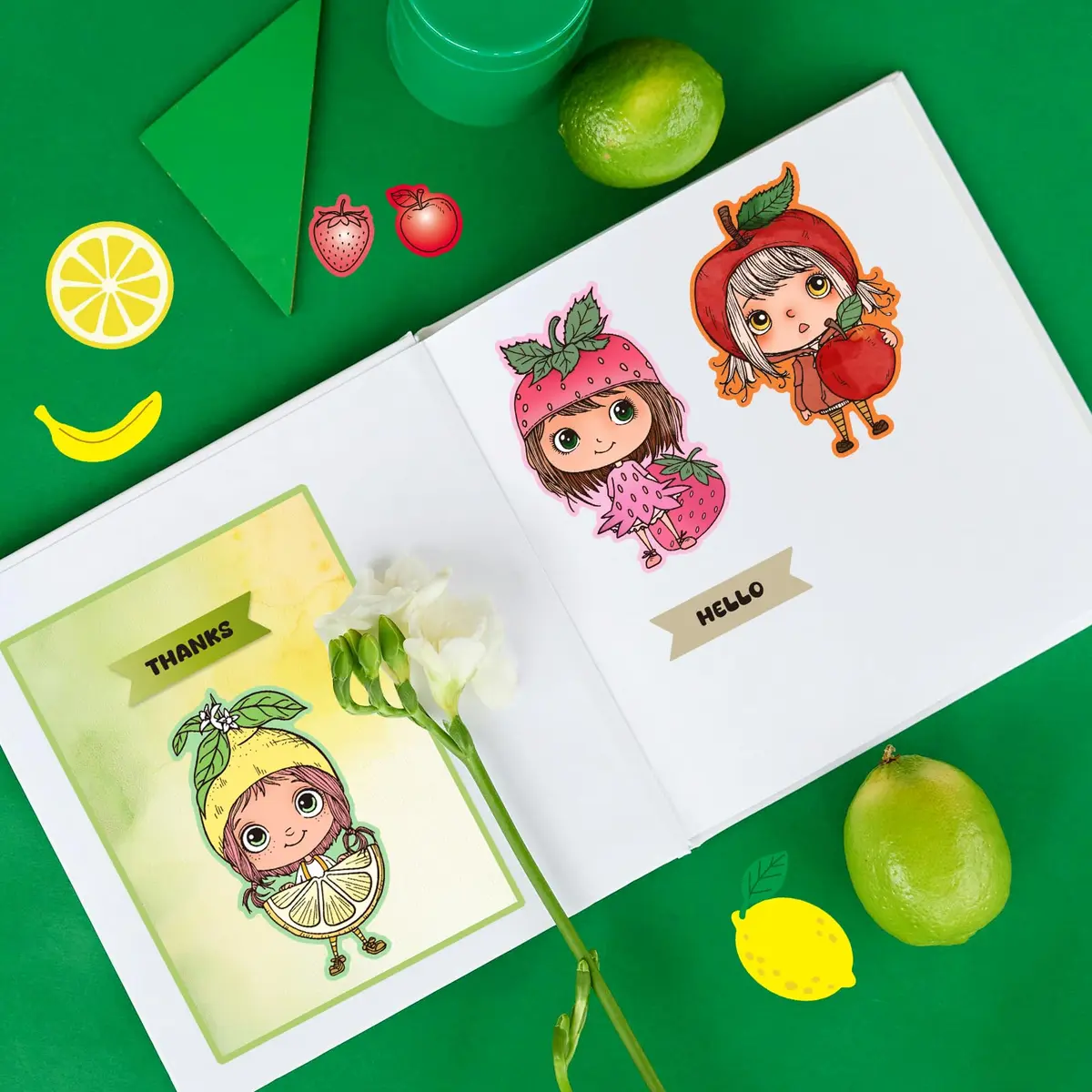 GLOBLELAND Fruit Lady Clear Stamps 6.3x4.3inch | Silicone Stamp for Card Making & Scrapbooking - view 5