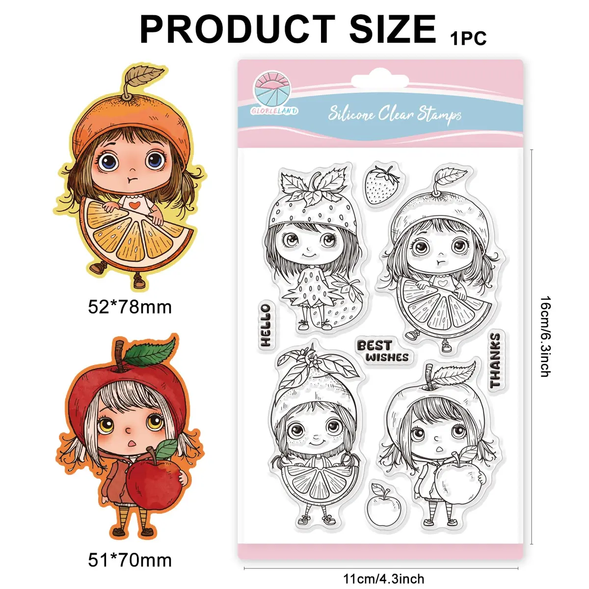 GLOBLELAND Fruit Lady Clear Stamps 6.3x4.3inch | Silicone Stamp for Card Making & Scrapbooking - view 6