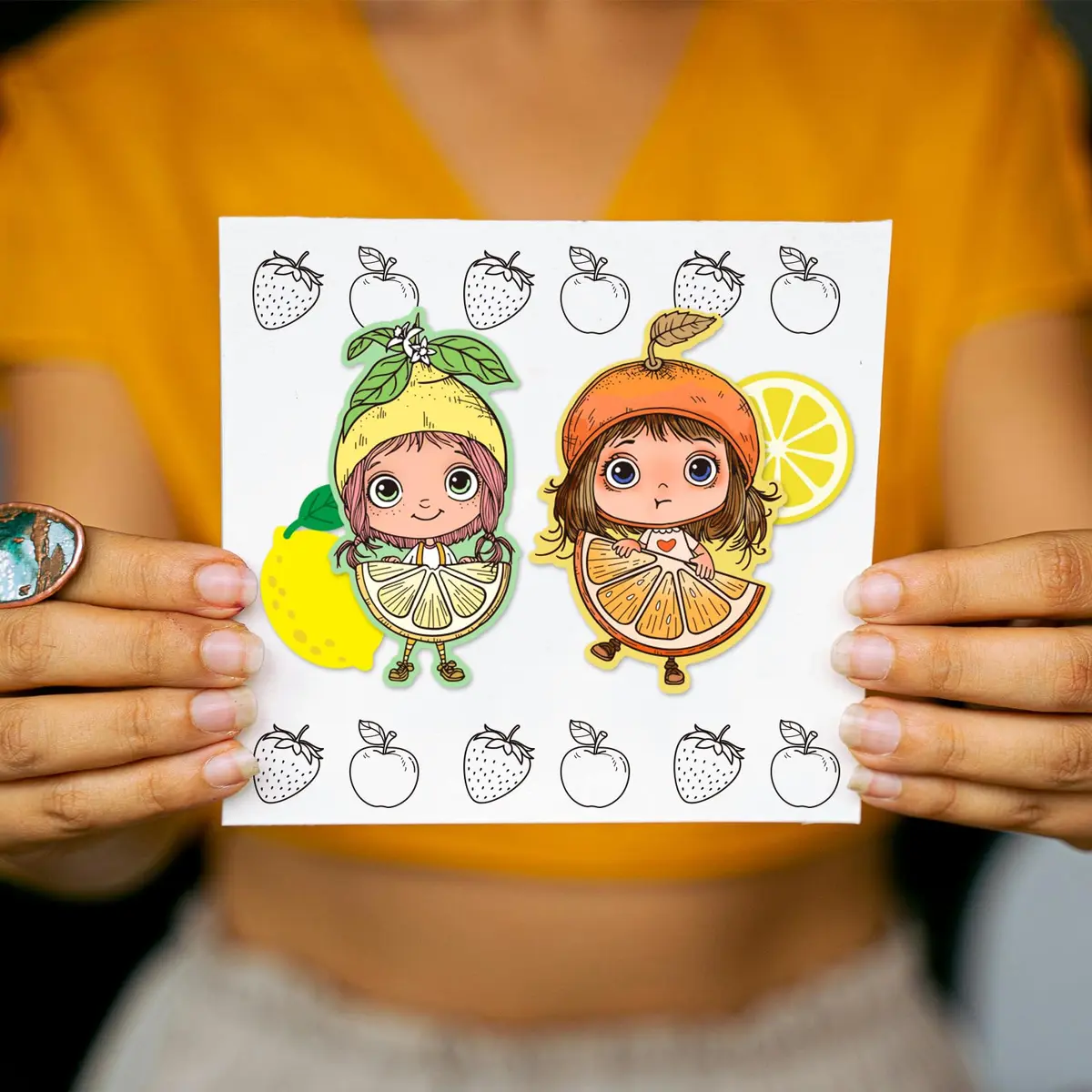 GLOBLELAND Fruit Lady Clear Stamps 6.3x4.3inch | Silicone Stamp for Card Making & Scrapbooking - view 4
