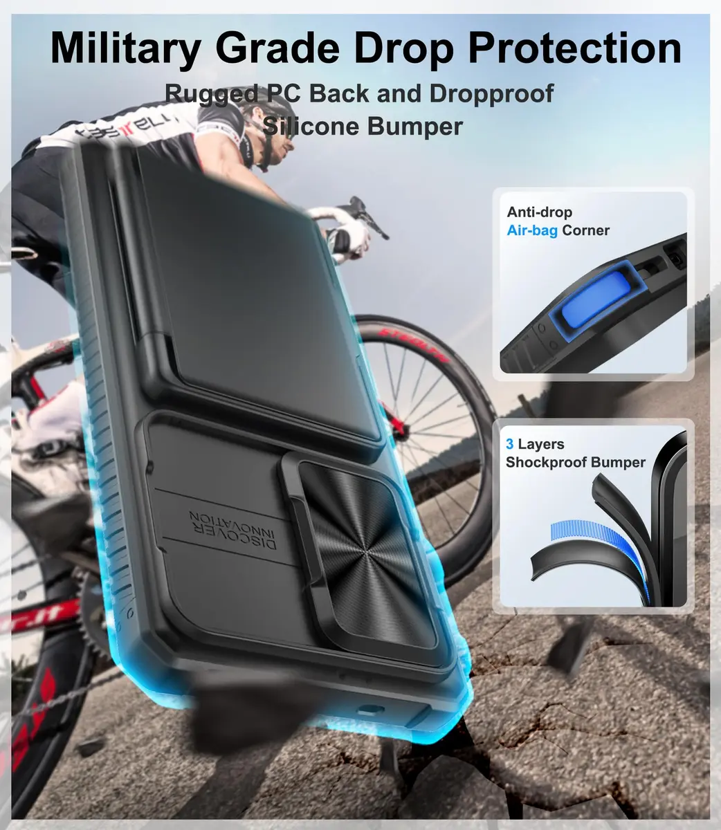 BXYJY Samsung Galaxy S25 Ultra Case with Strap & Card Holder, Black | Military Drop Protection - view 8