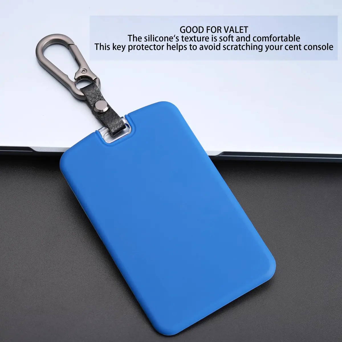 TANDRIVE Key Card Holder Case for Tesla Model 3/Y, Cybertruck, Rivian | 2-Pack Black & Blue Silicone with Keychains - view 3