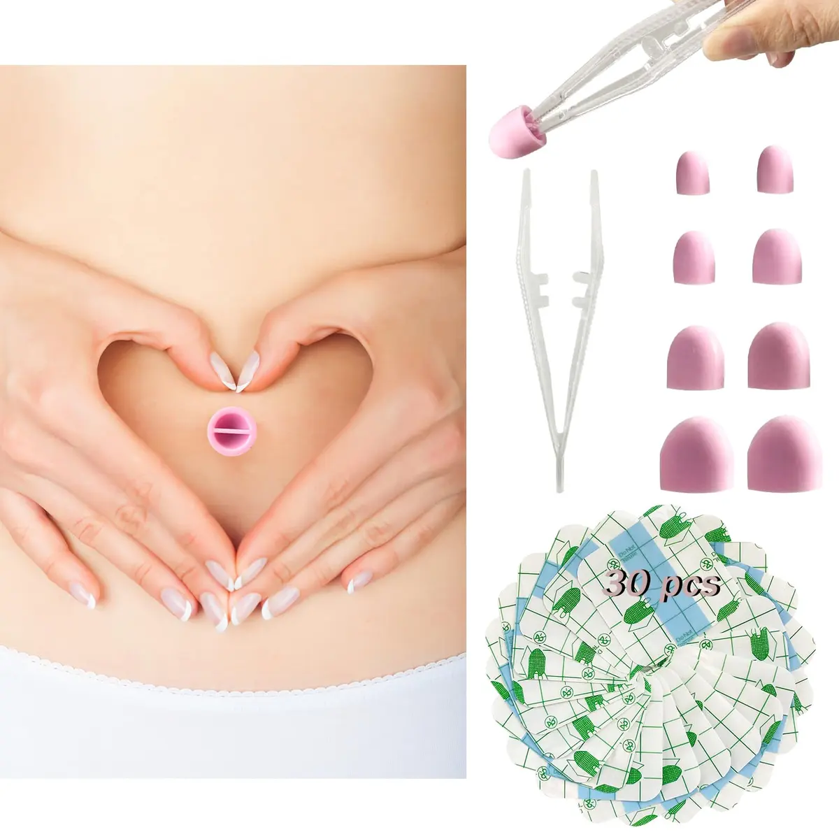 Josuyofo Belly Button Plug 8pcs Pink | Post-Surgery Support & Comfort (One Size) - main product image