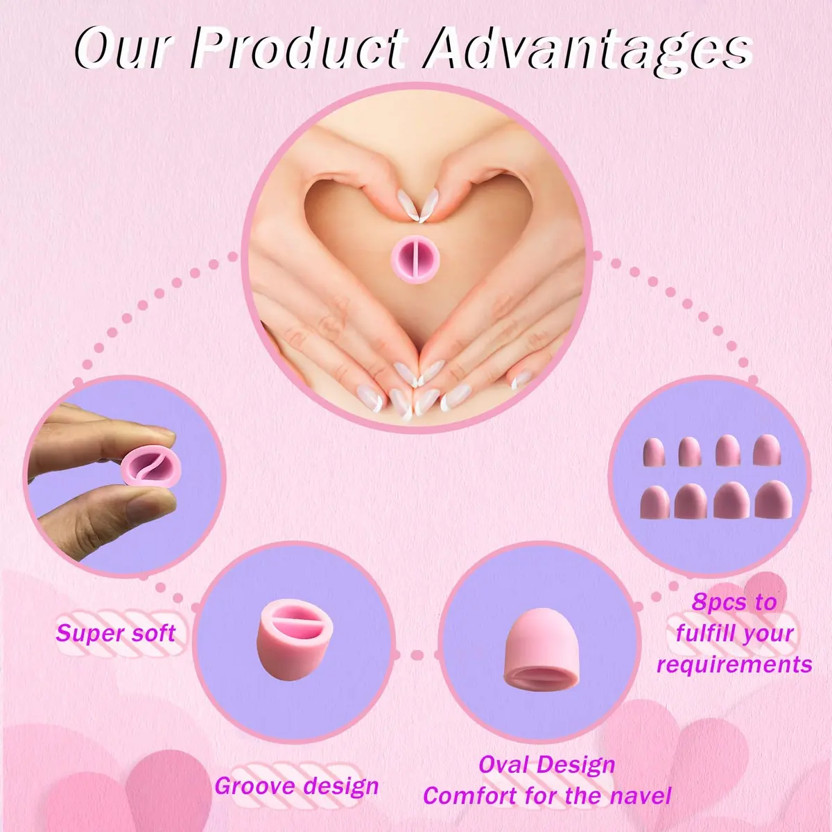 Josuyofo Belly Button Plug 8pcs Pink | Post-Surgery Support & Comfort (One Size) - view 3