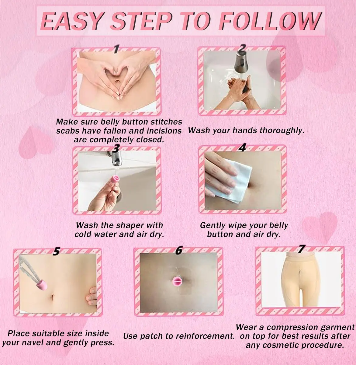 Josuyofo Belly Button Plug 8pcs Pink | Post-Surgery Support & Comfort (One Size) - view 4